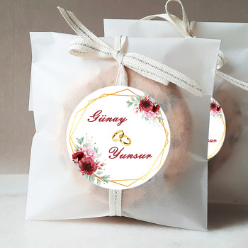 Bordo Güller ile Gold Alyans Temalı Sticker