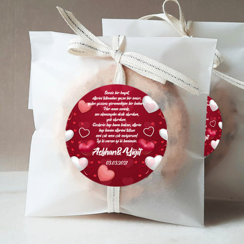 Bordo Fonda Yumuşak Kalpler Temalı Sticker