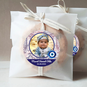 Bordo Mavi Fatmanın Eli ile Nazar Boncuğu Sünnet Temalı Sticker