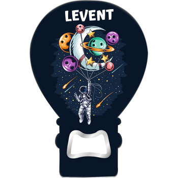 Bowling Toplarından Balonlar ile Astronot Temalı Balon Ahşap Magnet 