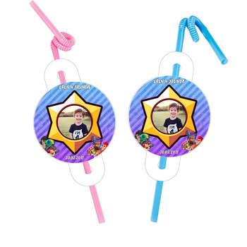 Brawl Star Temalı Resimli Pipet ve Kartı