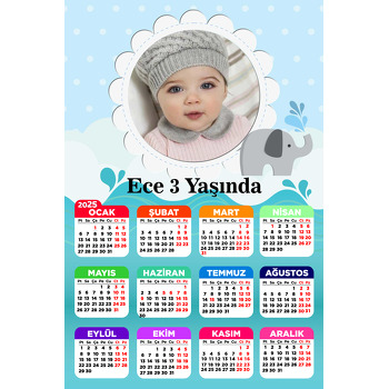 Bulut ve Fil Temalı Takvim Magnet