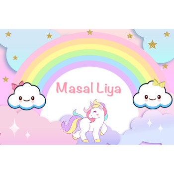 Bulut ve Gökkuşağı Temalı Parti Afiş