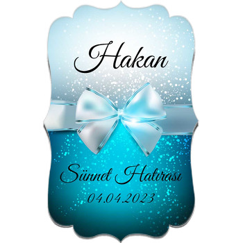 Buz Mavisi Kurdele ile Işıltılı Fon Temalı Özel Kesim Magnet