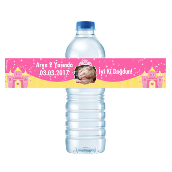 Taçlı Prenses Temalı Su Şişesi Etiketi
