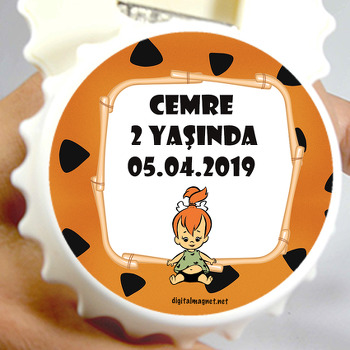 Çakıl Taş Devri Temalı Kapak Şekilli Magnet Açacak