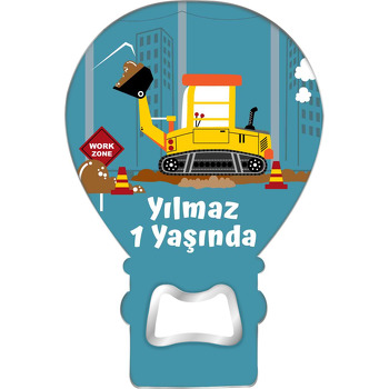 Çalışma Alanında Kepçe Temalı Balon Ahşap Magnet 