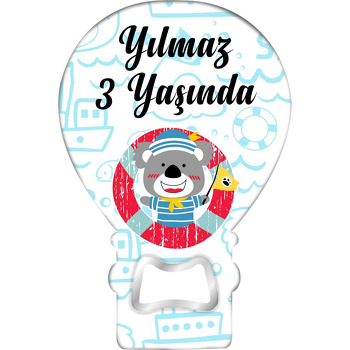 Can Simidi ile Kaptan Koala Temalı Balon Ahşap Magnet 