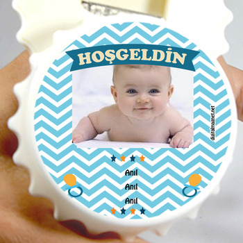Canım Oğlum Temalı Hoşgeldin Bebek Kapak Şekilli Magnet Açacak