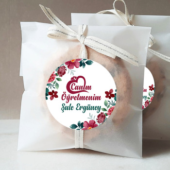 Canım Öğretmenim Deseni ile Bordo Güller Temalı Sticker