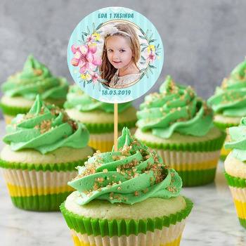 Çiçek Çerçeve Temalı Resimli Kürdan Süs