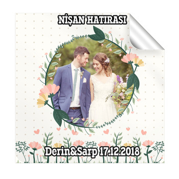 Çiçek Çerçeveli Söz Nişan Nikah Kare Etiket