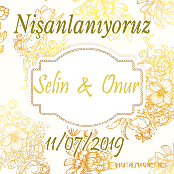Çiçek Desenli Söz Nişan Nikah Temalı Kare Parti Afiş