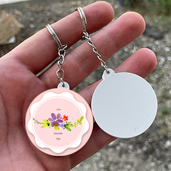 Çiçek Salkımı Çerçeve Temalı Hoşgeldin Bebek Daire Plastik Anahtarlık