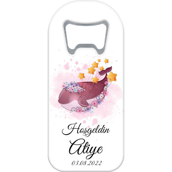 Çiçek Taçlı Mor Balina Temalı Uzun Magnet Açacak