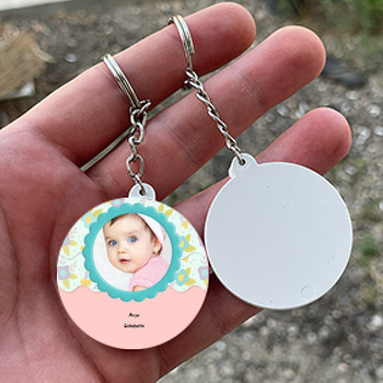 Çiçek Temalı  Bebek Daire Plastik Anahtarlık