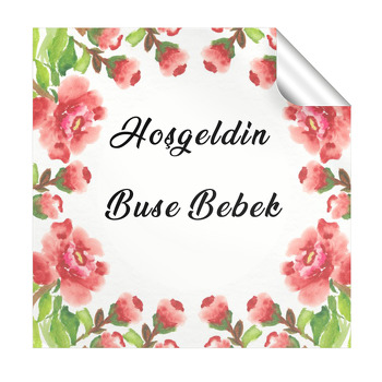 Çiçek Temalı Hoşgeldin Bebek  Kare Etiketi