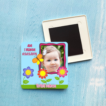 Çiçekler Temalı Plastik Kare Magnet
