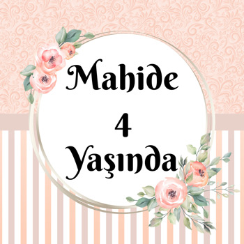 Çiçekli Çerçeve ile Somon Desen Temalı Kare Doğum Günü Parti Afiş
