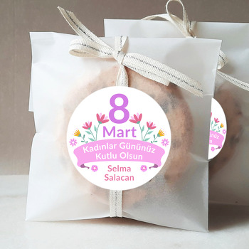 Çiçekli Flama ile Kadınlar Günü Kutlama Temalı Sticker