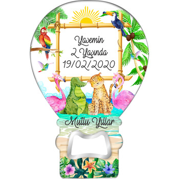 Çiçekli Flamingo Temalı Balon Magnet Açacak