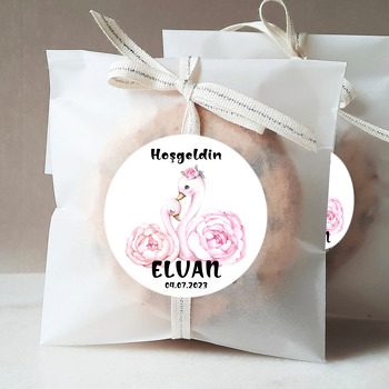 Çiçekli Kuğu Anne ile Çocuk Temalı Sticker