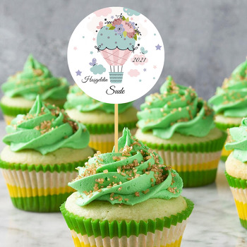 Çiçekli Uçan Balon Temalı Parti Kürdan Süs