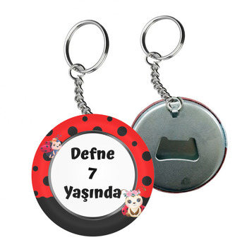 Çiçekli Uğur Böceği Temalı Arkası Açacak Anahtarlık