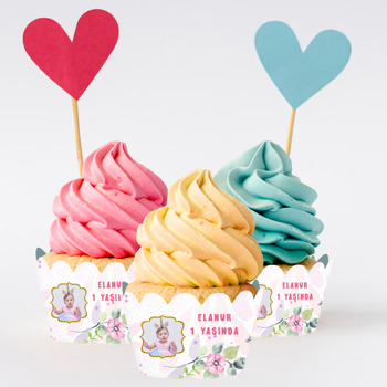 Çiçekli Unicorn Temalı Cupcake Sargısı