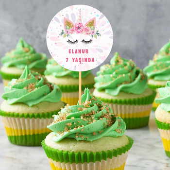 Çiçekli Unicorn Temalı Kürdan Süs