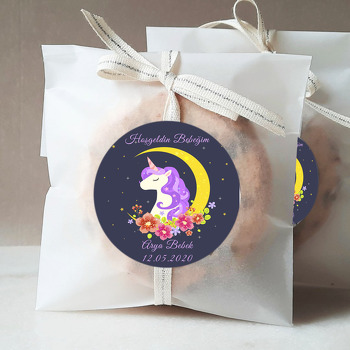 Çiçekli Unicorn Temalı Sticker