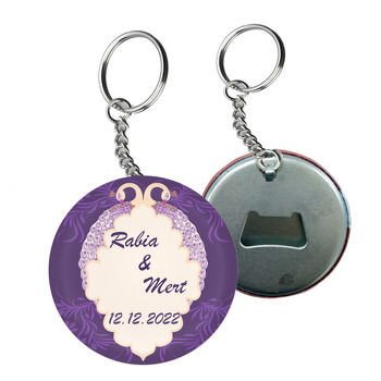 Çift Tavuskuşu ile Mor Fon Temalı Arkası Açacak Anahtarlık