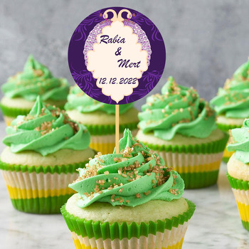 Çift Tavuskuşu ile Mor Fon Temalı Parti Kürdan Süs