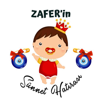 Çifte Nazar Boncuklu Sünnet Çocuğu Temalı Akrilik Daire Magnet