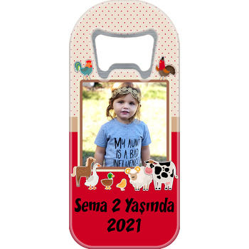 Çiftlik Hayvanları ve Kırmızı Puantiye Temalı Resimli Uzun Magnet Açacak