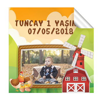 Çiftlik Temalı Kare Etiket