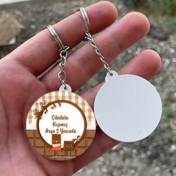 Çikolata Temalı Daire Plastik Anahtarlık