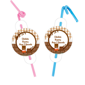 Çikolata Temalı Pipet ve Kartı