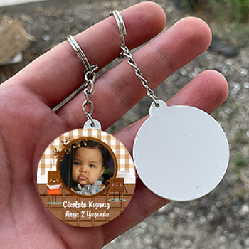 Çikolata Temalı Resimli Daire Plastik Anahtarlık