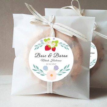 Çilek ve Yapraklar Temalı Sticker