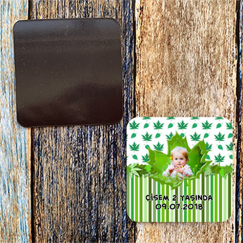 Çınar Yaprak Temalı Kare Magnet