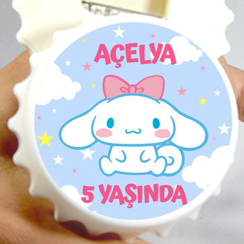 Cinnamoroll Pembe Kurdele Temalı Kapak Şeklinde Magnet Açacak