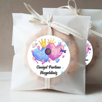 Cinsiyet Partisi Kalp ile Taçlar Temalı Sticker