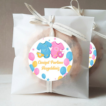 Cinsiyet Partisi Mavi Pembe Kıyafetler Temalı Sticker
