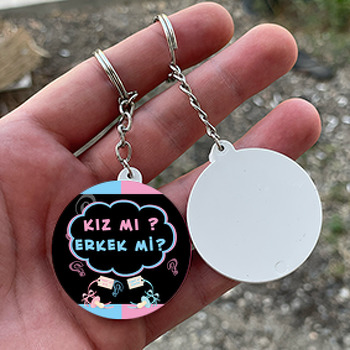 Cinsiyet Temalı  Daire Plastik Anahtarlık