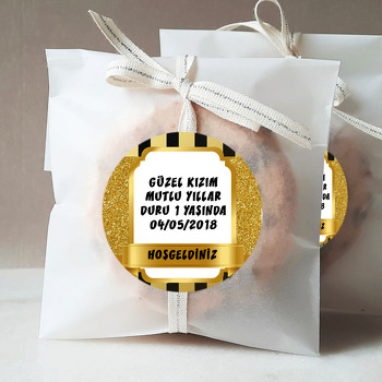 Çizgili Gold Çerçeve Temalı Sticker