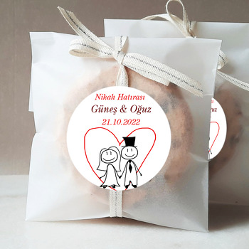 Çoçuk Çizimi Gelin Damat Temalı Sticker