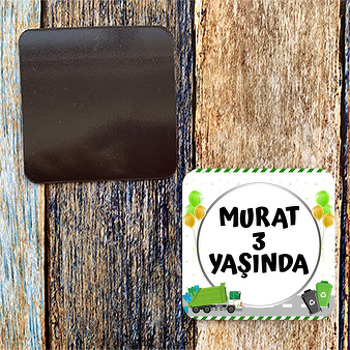 Çöp Kamyonu Temalı Kare Magnet