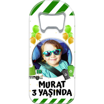 Çöp Kamyonu Temalı Uzun Resimli Magnet Açacak