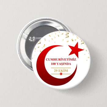 Cumhuriyetin 100. Yıl Kırmızı Ay Yıldız Temalı İğneli Buton Rozet